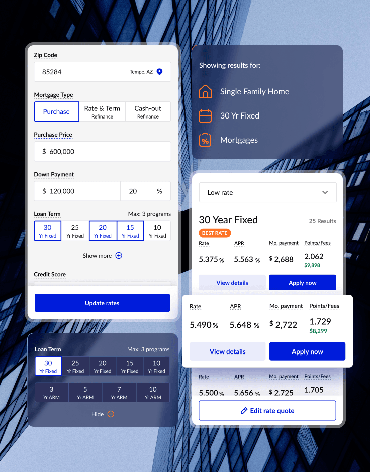 No personal information required from users. They just enter the parameters and instantly get the results displayed on the same page. Helpful prompts and labels help them to ensure that they can scan through the results effortlessly and quickly find the best rate option among those provided.